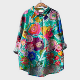 Magdalena - Handgemachte Damenbluse mit floralem Design