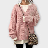 Aurora - Übergroßer Strickpullover mit Zopfmuster