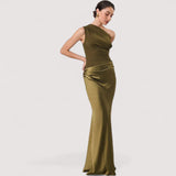 Tilda™ | One-Shoulder-Satin-Maxikleid