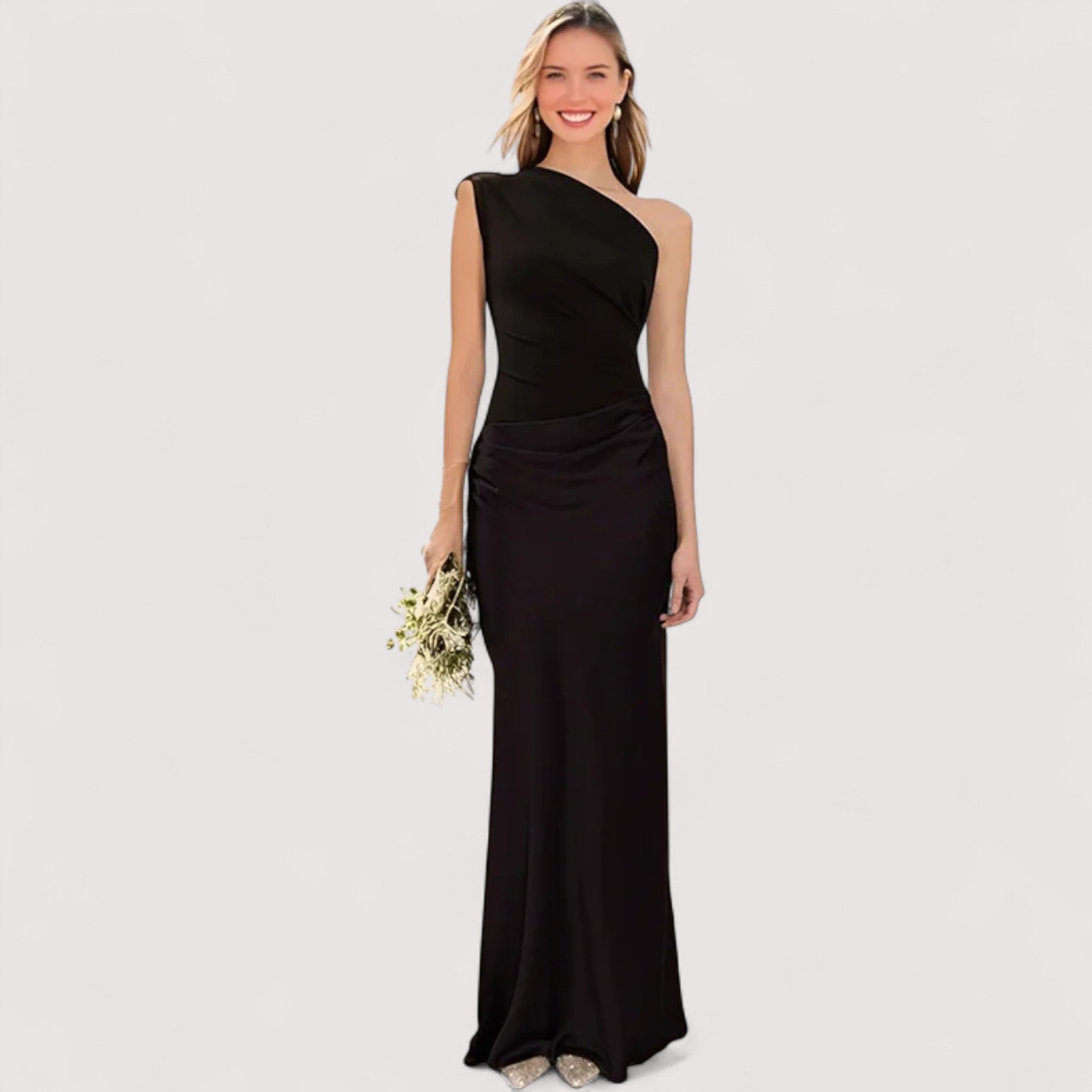 Tilda™ | One-Shoulder-Satin-Maxikleid