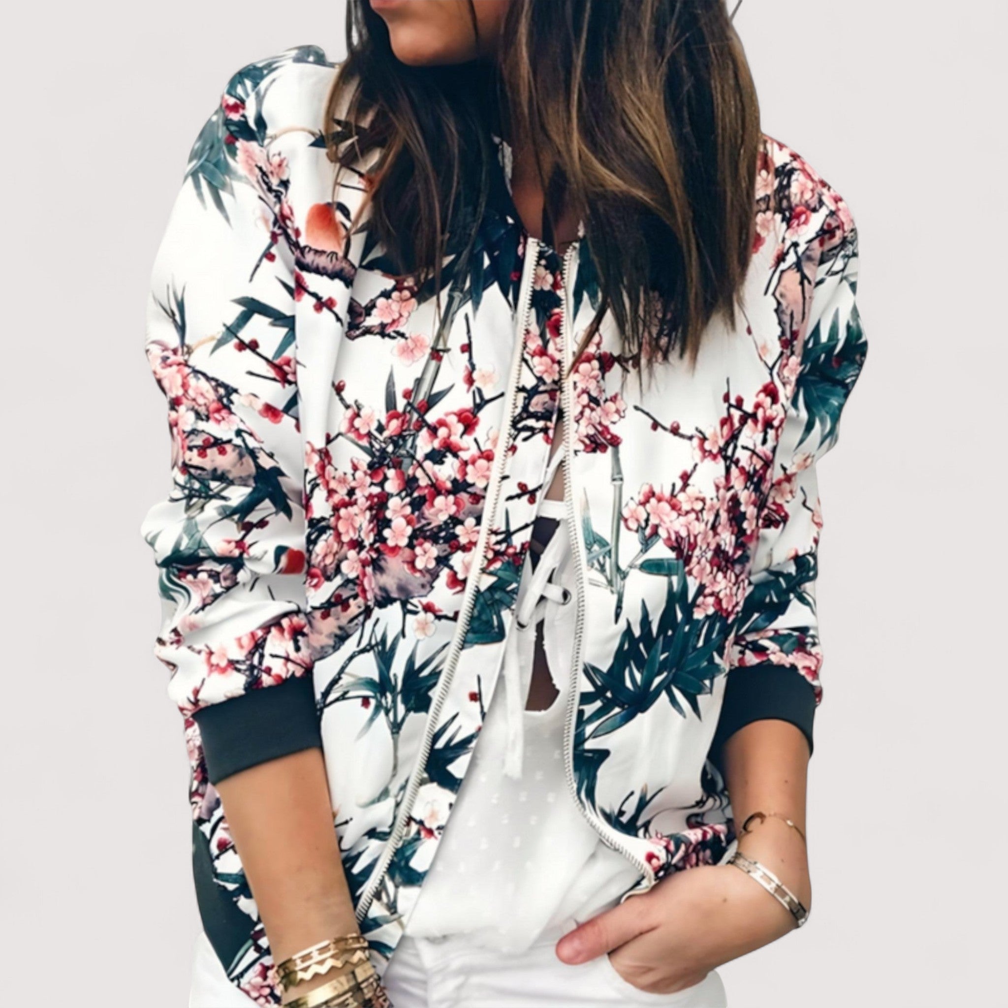 Lidia™ | Stylische Bomberjacke mit Blumenmuster