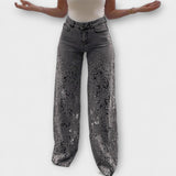 Trendige Spitzen-Patchwork-Jeans